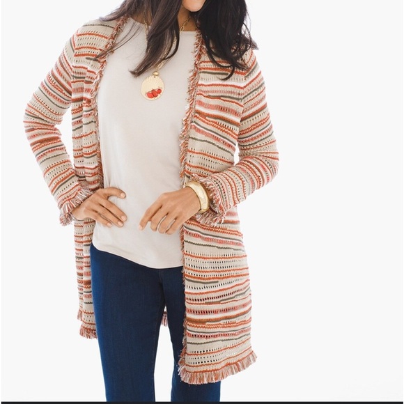 Chicos Textured Zigzag Cardigan 2/L - Picture 1 of 6